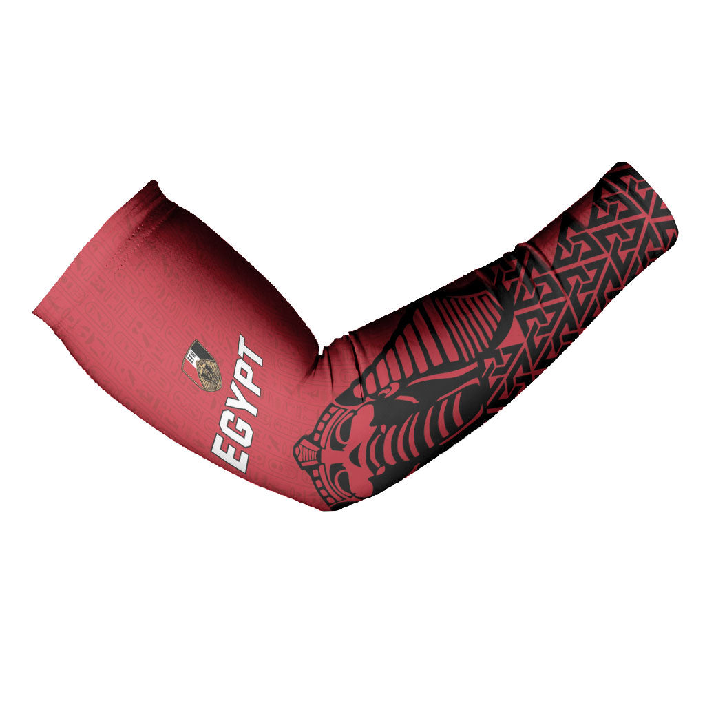 Custom World Football 2026 Egypt Arm Sleeves Pharaohs Hieroglyphs Pride Red Version