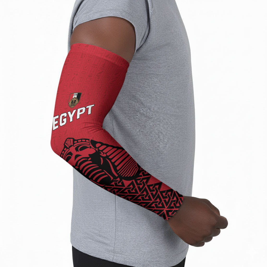 Custom World Football 2026 Egypt Arm Sleeves Pharaohs Hieroglyphs Pride Red Version