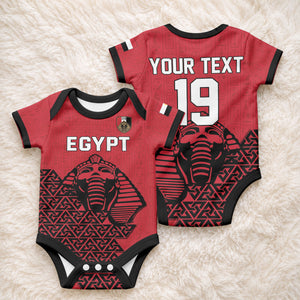 Custom World Football 2026 Egypt Baby Onesie Pharaohs Hieroglyphs Pride Red Version