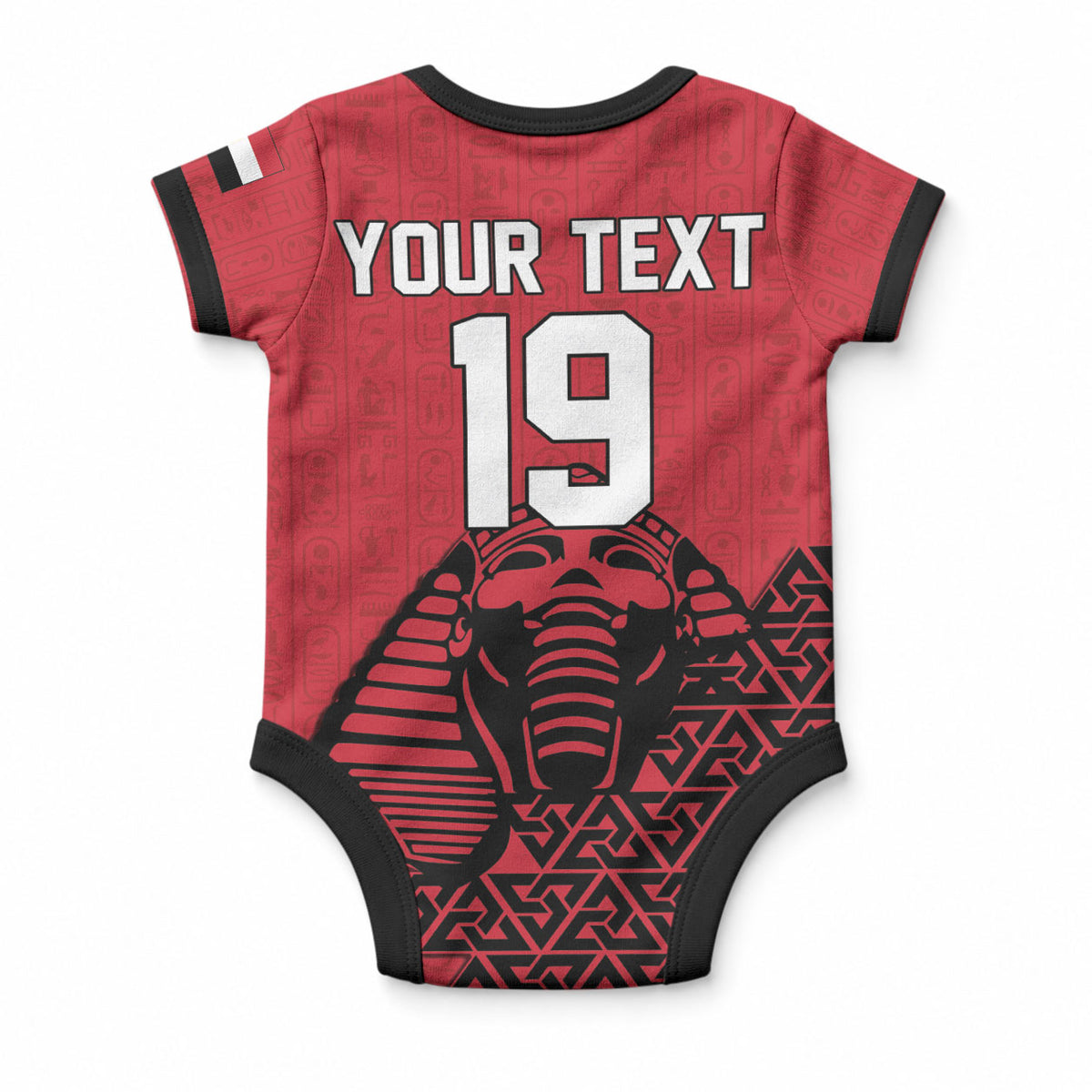 Custom World Football 2026 Egypt Baby Onesie Pharaohs Hieroglyphs Pride Red Version