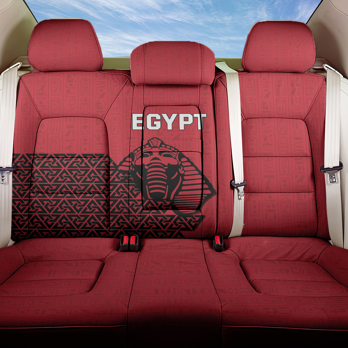 World Football 2026 Egypt Back Car Seat Cover Pharaohs Hieroglyphs Pride Red Version