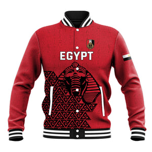 Custom World Football 2026 Egypt Baseball Jacket Pharaohs Hieroglyphs Pride Red Version