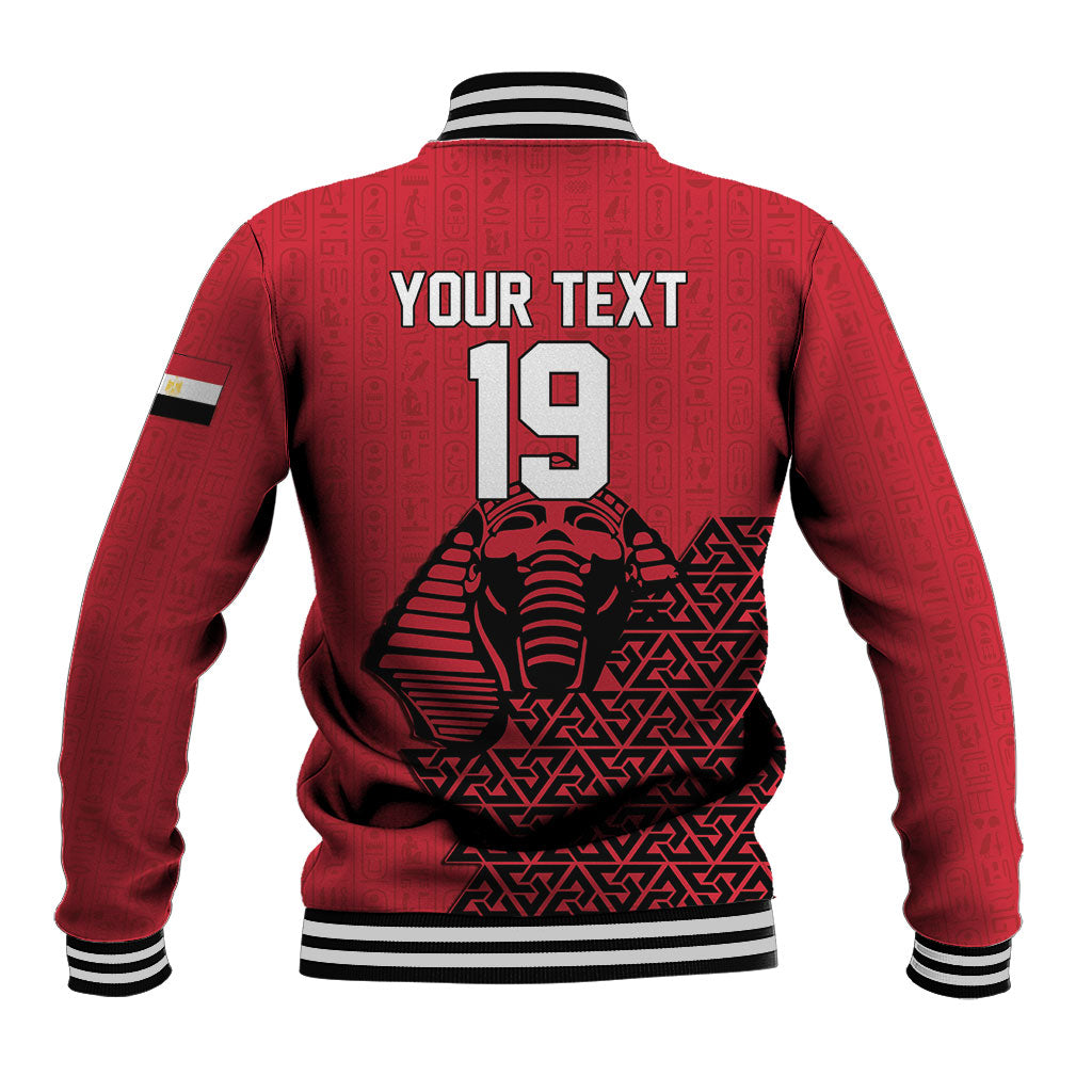 Custom World Football 2026 Egypt Baseball Jacket Pharaohs Hieroglyphs Pride Red Version