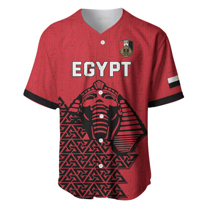 Custom World Football 2026 Egypt Baseball Jersey Pharaohs Hieroglyphs Pride Red Version