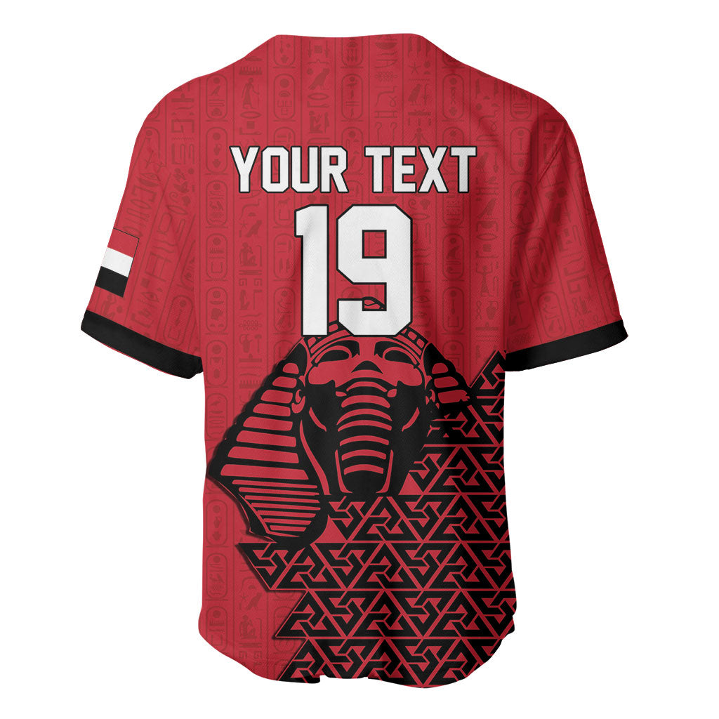 Custom World Football 2026 Egypt Baseball Jersey Pharaohs Hieroglyphs Pride Red Version