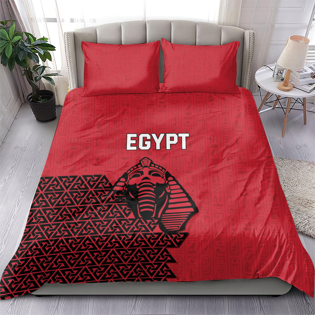 World Football 2026 Egypt Bedding Set Pharaohs Hieroglyphs Pride Red Version