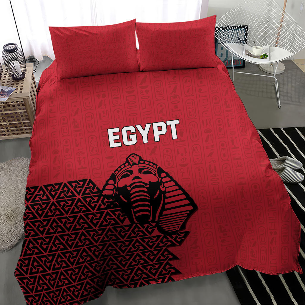 World Football 2026 Egypt Bedding Set Pharaohs Hieroglyphs Pride Red Version