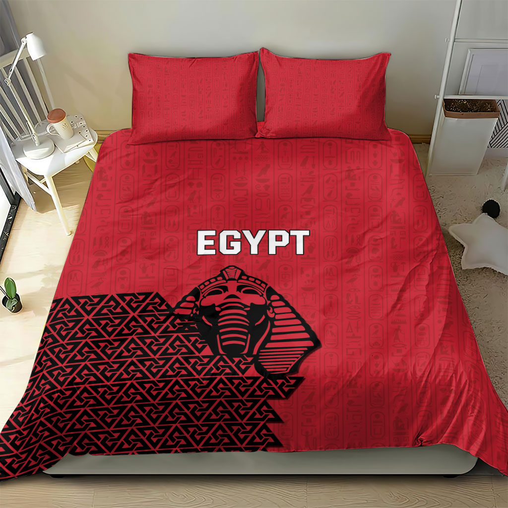 World Football 2026 Egypt Bedding Set Pharaohs Hieroglyphs Pride Red Version