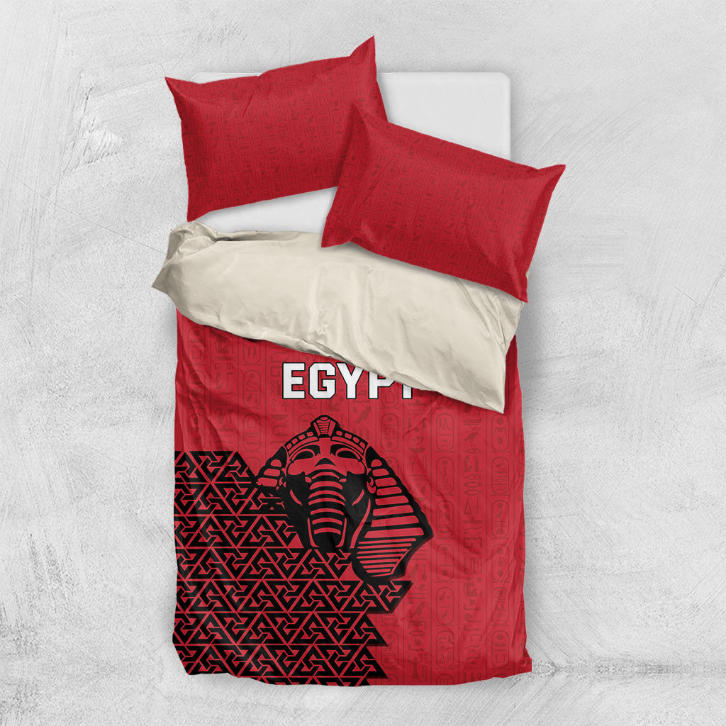 World Football 2026 Egypt Bedding Set Pharaohs Hieroglyphs Pride Red Version