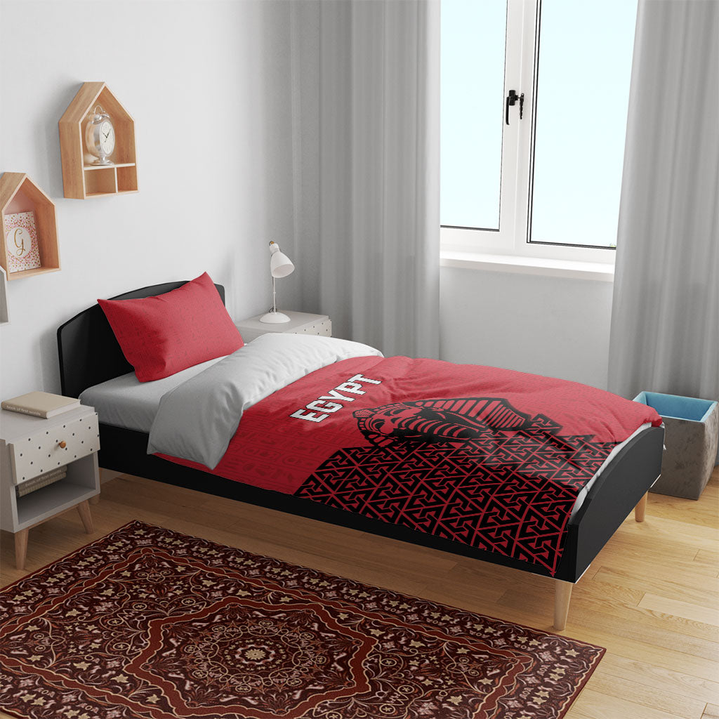 World Football 2026 Egypt Bedding Set Pharaohs Hieroglyphs Pride Red Version