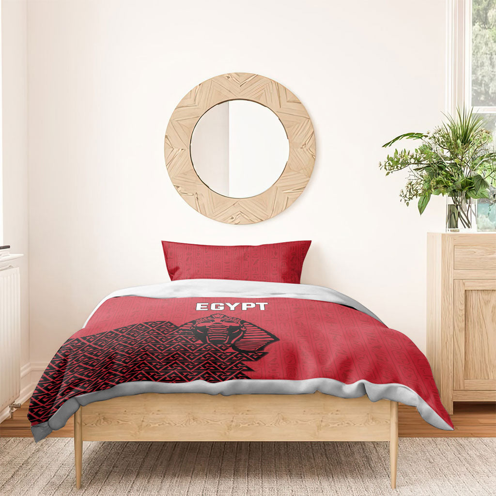 World Football 2026 Egypt Bedding Set Pharaohs Hieroglyphs Pride Red Version