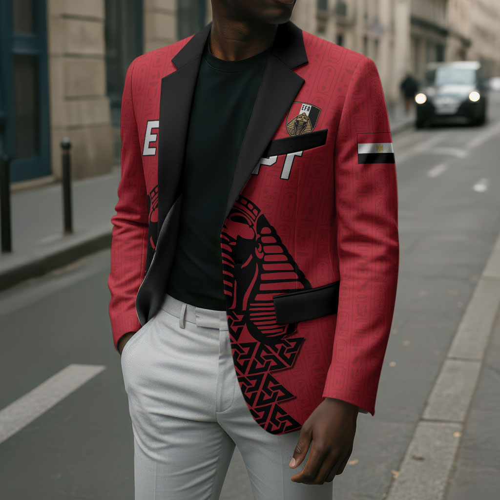 Custom World Football 2026 Egypt Blazer Pharaohs Hieroglyphs Pride Red Version