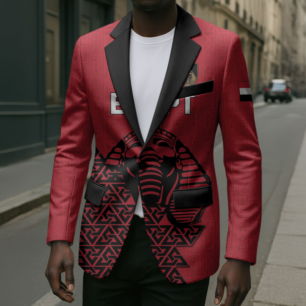 Custom World Football 2026 Egypt Blazer Pharaohs Hieroglyphs Pride Red Version