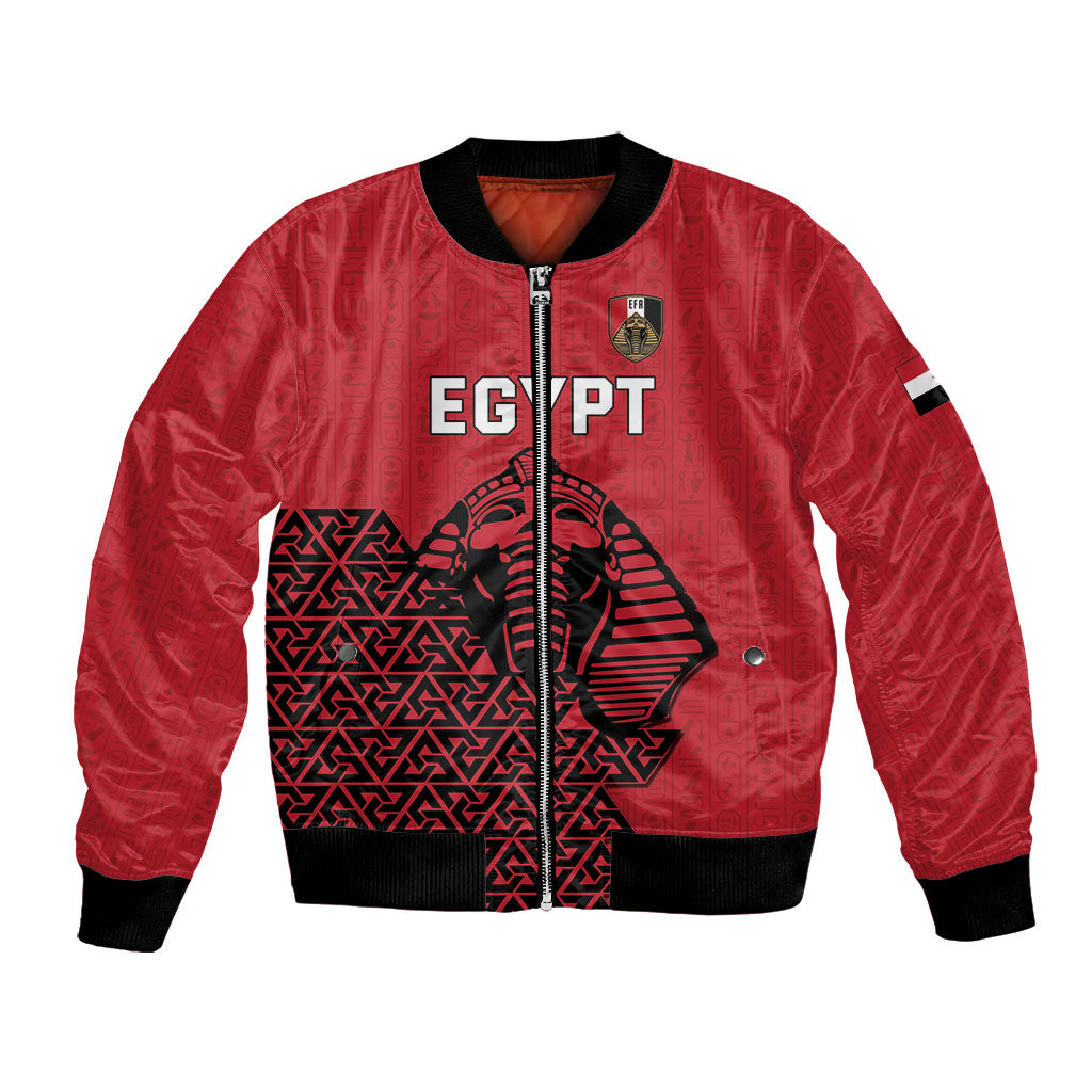 Custom World Football 2026 Egypt Bomber Jacket Pharaohs Hieroglyphs Pride Red Version