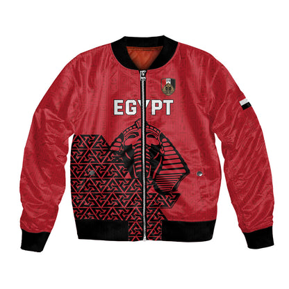 Custom World Football 2026 Egypt Bomber Jacket Pharaohs Hieroglyphs Pride Red Version