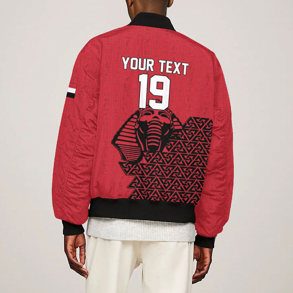 Custom World Football 2026 Egypt Bomber Jacket Pharaohs Hieroglyphs Pride Red Version
