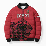 Custom World Football 2026 Egypt Bomber Puffer Jacket Pharaohs Hieroglyphs Pride Red Version