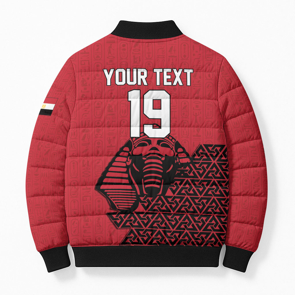 Custom World Football 2026 Egypt Bomber Puffer Jacket Pharaohs Hieroglyphs Pride Red Version