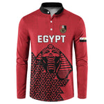 Custom World Football 2026 Egypt Button Sweatshirt Pharaohs Hieroglyphs Pride Red Version