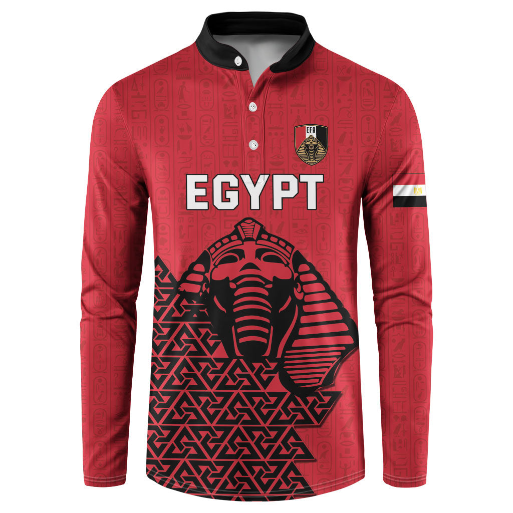 Custom World Football 2026 Egypt Button Sweatshirt Pharaohs Hieroglyphs Pride Red Version