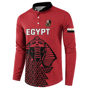 Custom World Football 2026 Egypt Button Sweatshirt Pharaohs Hieroglyphs Pride Red Version