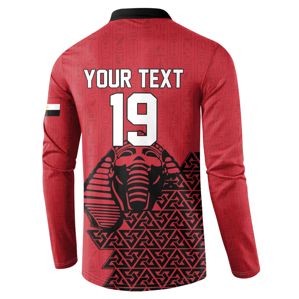 Custom World Football 2026 Egypt Button Sweatshirt Pharaohs Hieroglyphs Pride Red Version