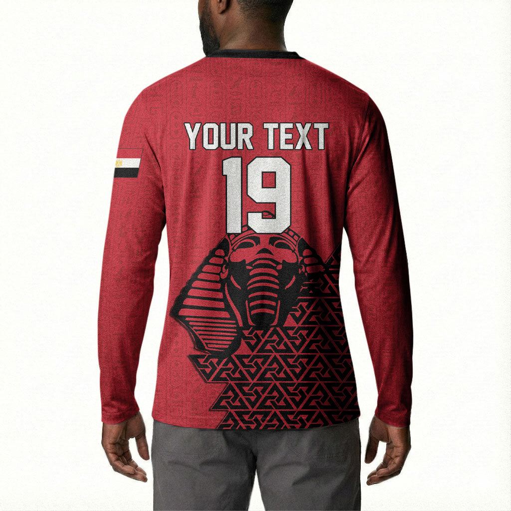 Custom World Football 2026 Egypt Button Sweatshirt Pharaohs Hieroglyphs Pride Red Version