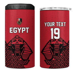 Custom World Football 2026 Egypt 4 in 1 Can Cooler Tumbler Pharaohs Hieroglyphs Pride Red Version