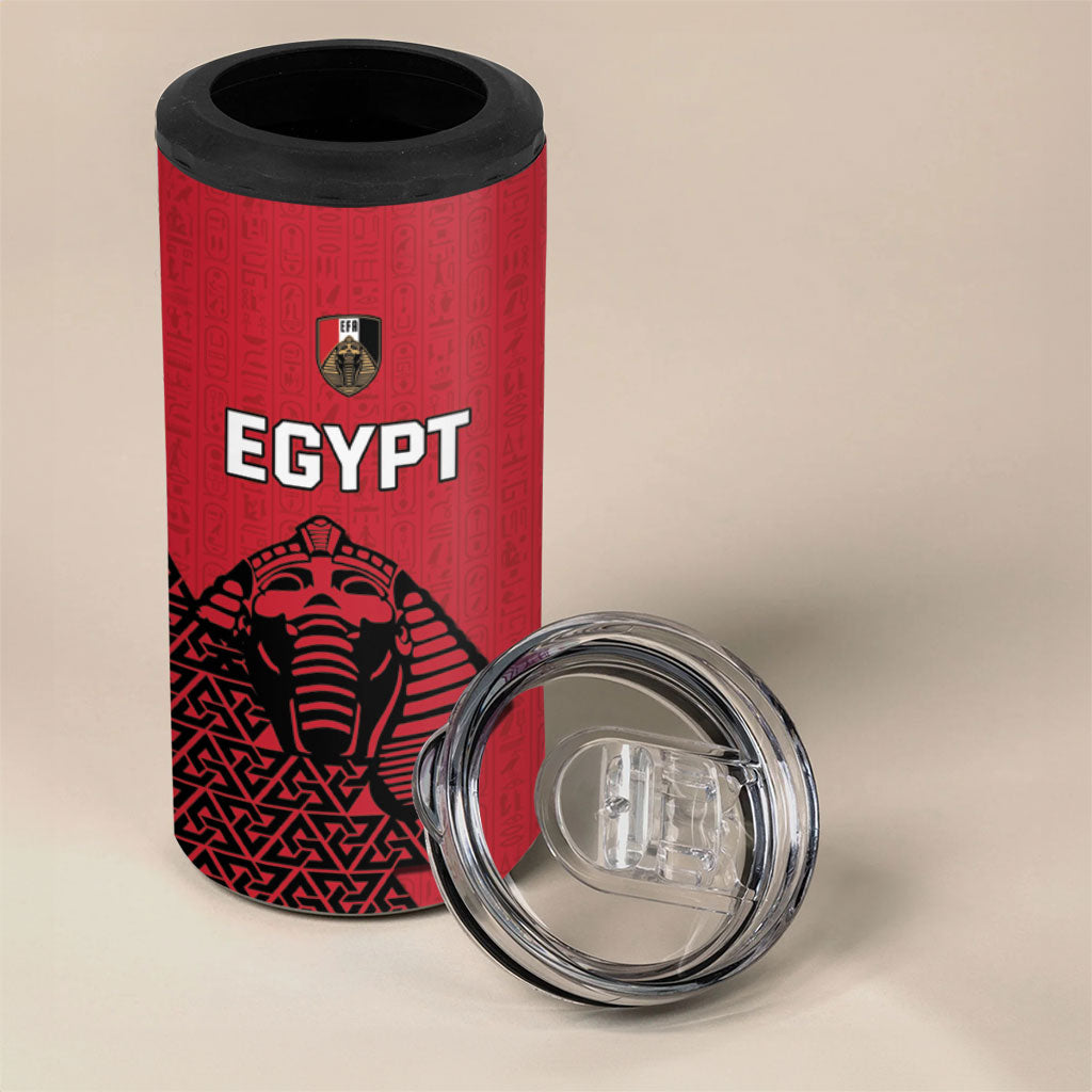 Custom World Football 2026 Egypt 4 in 1 Can Cooler Tumbler Pharaohs Hieroglyphs Pride Red Version