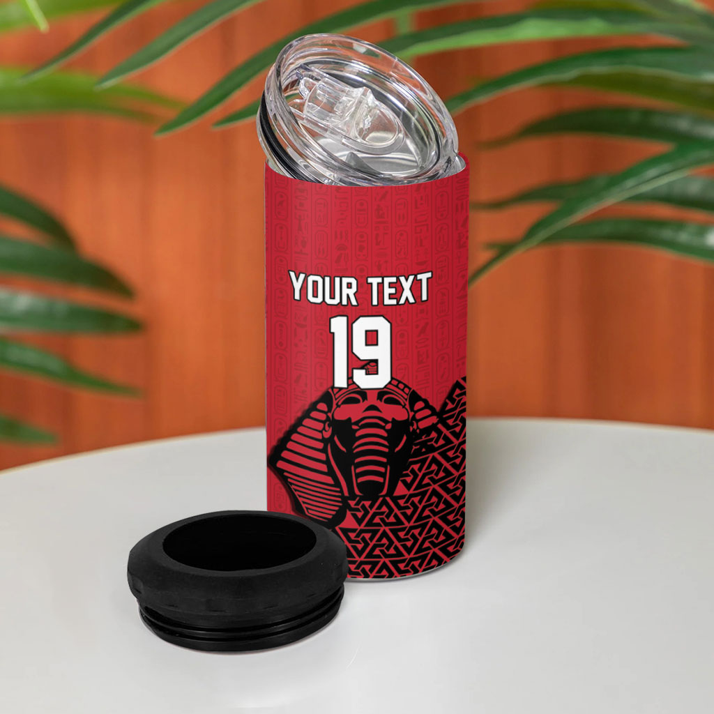Custom World Football 2026 Egypt 4 in 1 Can Cooler Tumbler Pharaohs Hieroglyphs Pride Red Version