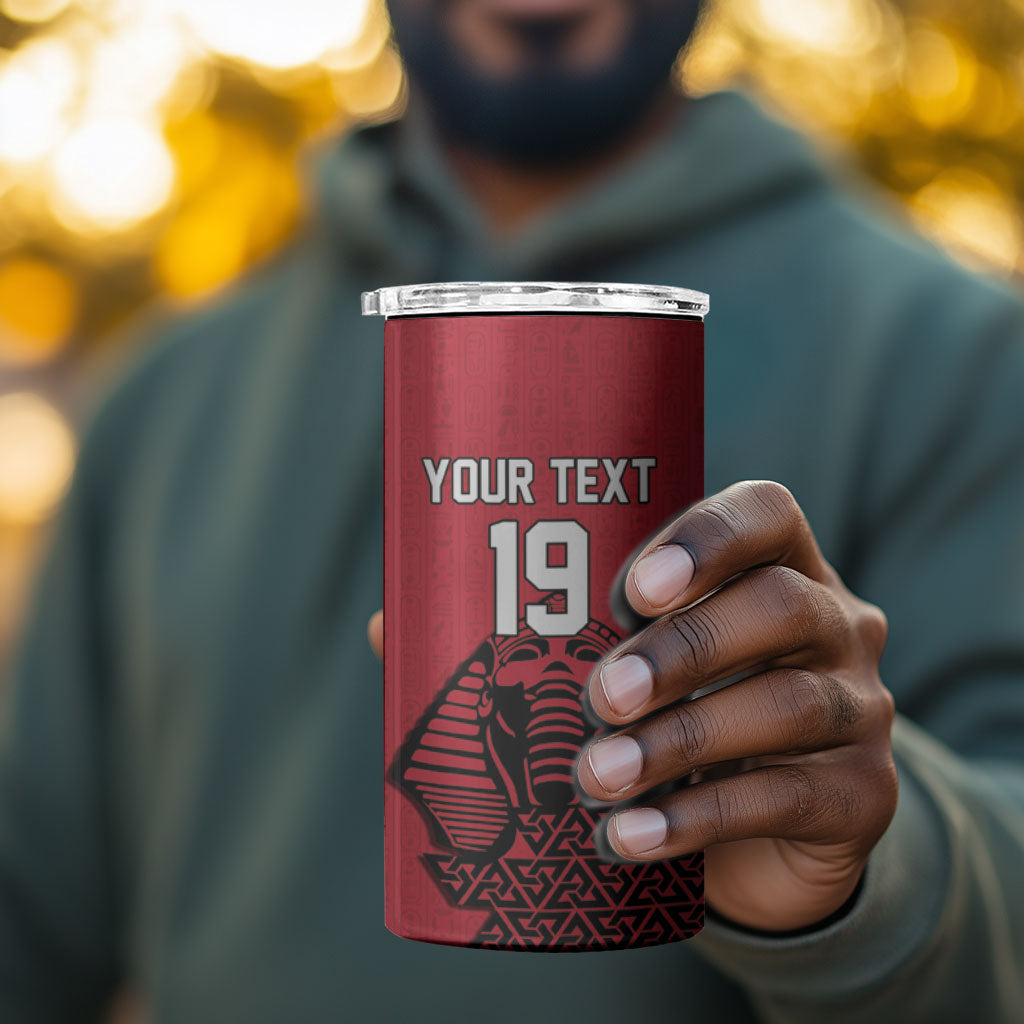 Custom World Football 2026 Egypt 4 in 1 Can Cooler Tumbler Pharaohs Hieroglyphs Pride Red Version