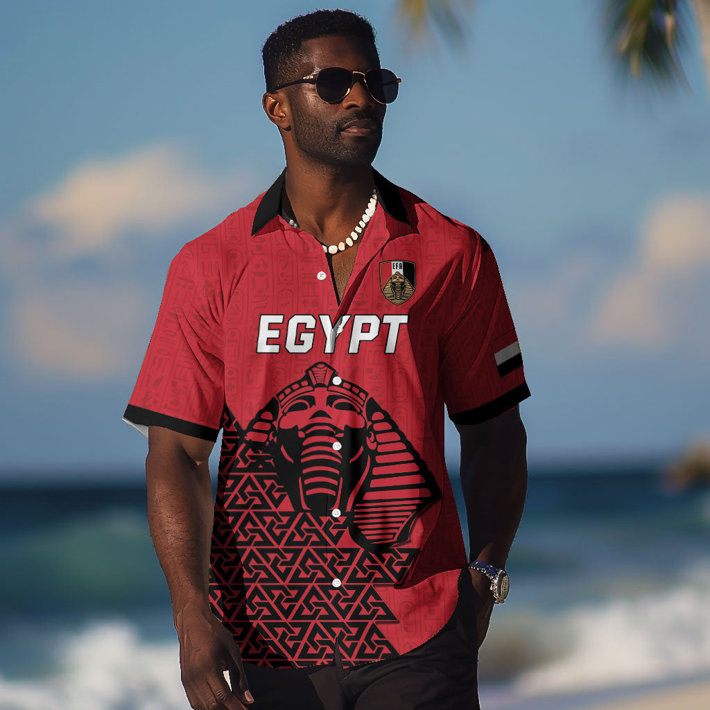 Custom World Football 2026 Egypt Hawaiian Shirt Pharaohs Hieroglyphs Pride Red Version