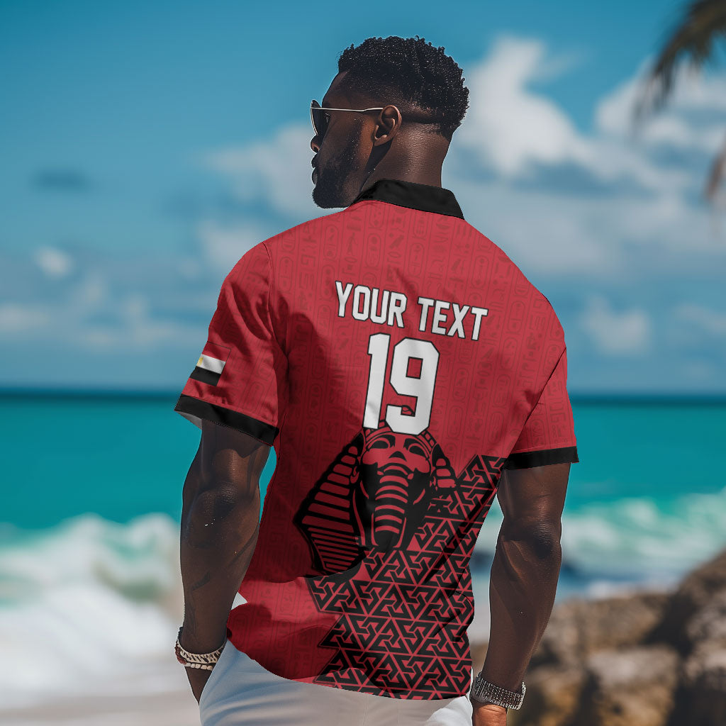 Custom World Football 2026 Egypt Hawaiian Shirt Pharaohs Hieroglyphs Pride Red Version