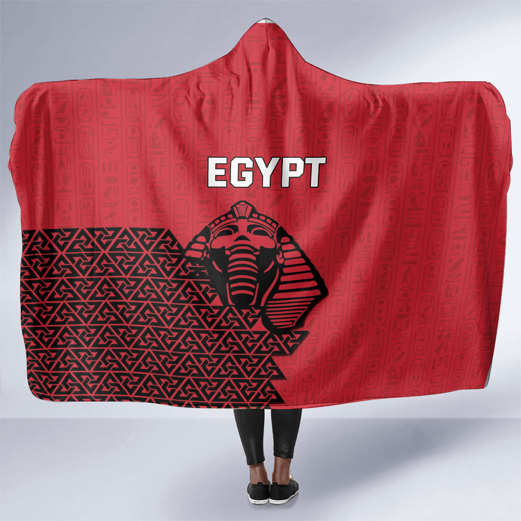 World Football 2026 Egypt Hooded Blanket Pharaohs Hieroglyphs Pride Red Version