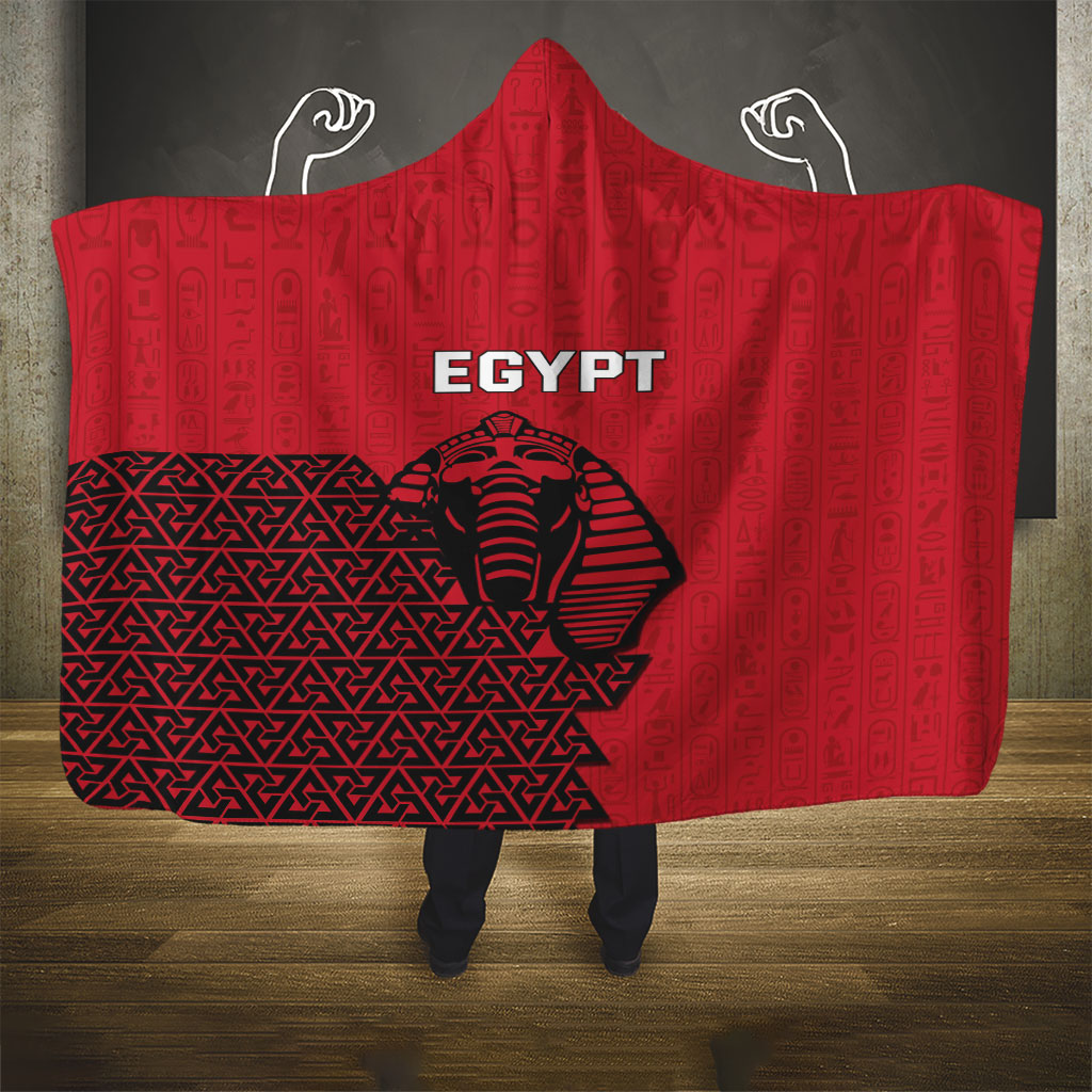 World Football 2026 Egypt Hooded Blanket Pharaohs Hieroglyphs Pride Red Version
