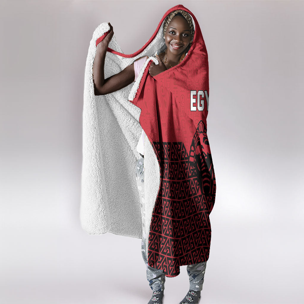 World Football 2026 Egypt Hooded Blanket Pharaohs Hieroglyphs Pride Red Version