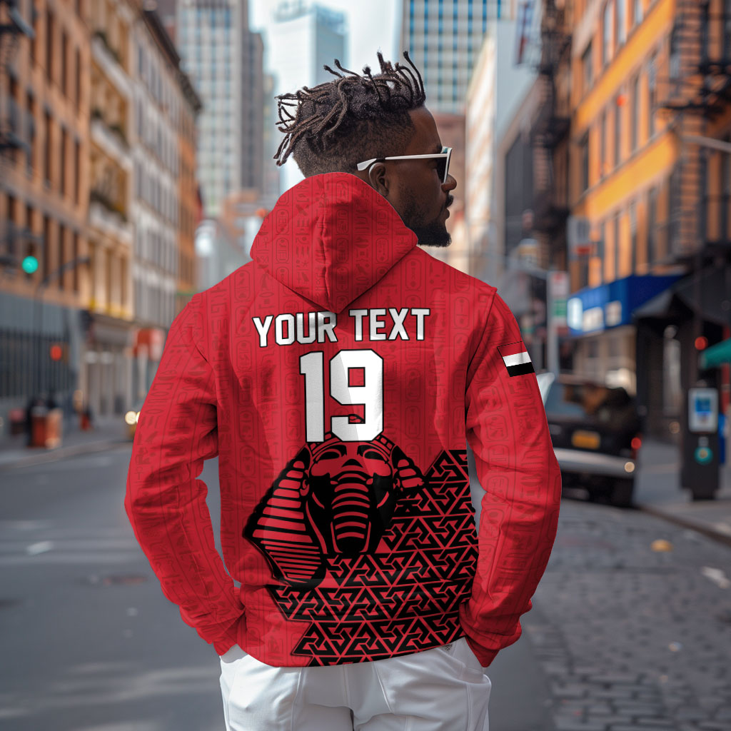 Custom World Football 2026 Egypt Hoodie Pharaohs Hieroglyphs Pride Red Version