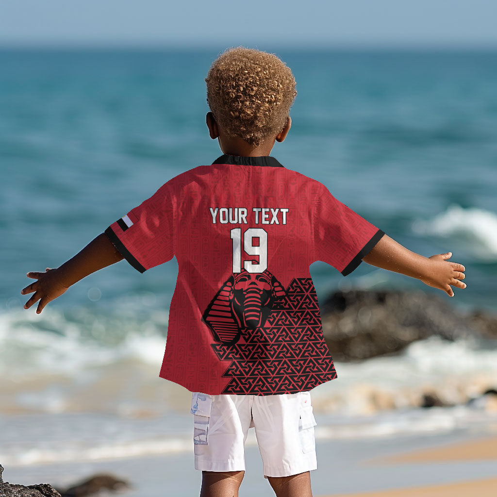 Custom World Football 2026 Egypt Kid Hawaiian Shirt Pharaohs Hieroglyphs Pride Red Version
