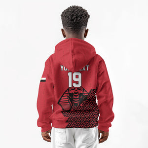 Custom World Football 2026 Egypt Kid Hoodie Pharaohs Hieroglyphs Pride Red Version