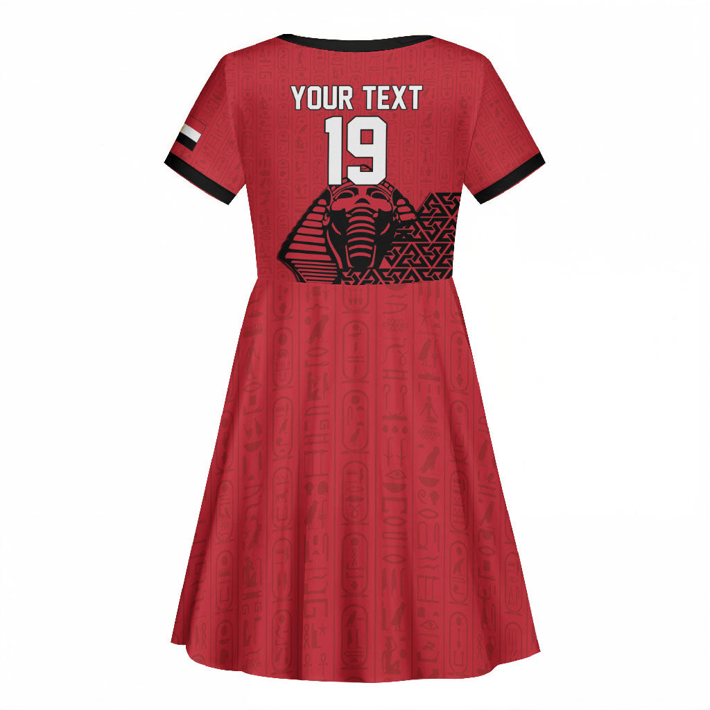 Custom World Football 2026 Egypt Kid Short Sleeve Dress Pharaohs Hieroglyphs Pride Red Version