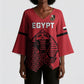 Custom World Football 2026 Egypt Kimono Sleeve Blouse Pharaohs Hieroglyphs Pride Red Version