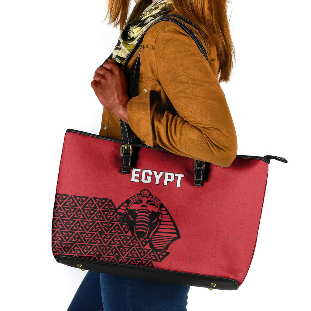 World Football 2026 Egypt Leather Tote Bag Pharaohs Hieroglyphs Pride Red Version
