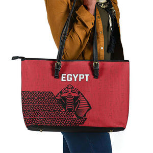 World Football 2026 Egypt Leather Tote Bag Pharaohs Hieroglyphs Pride Red Version