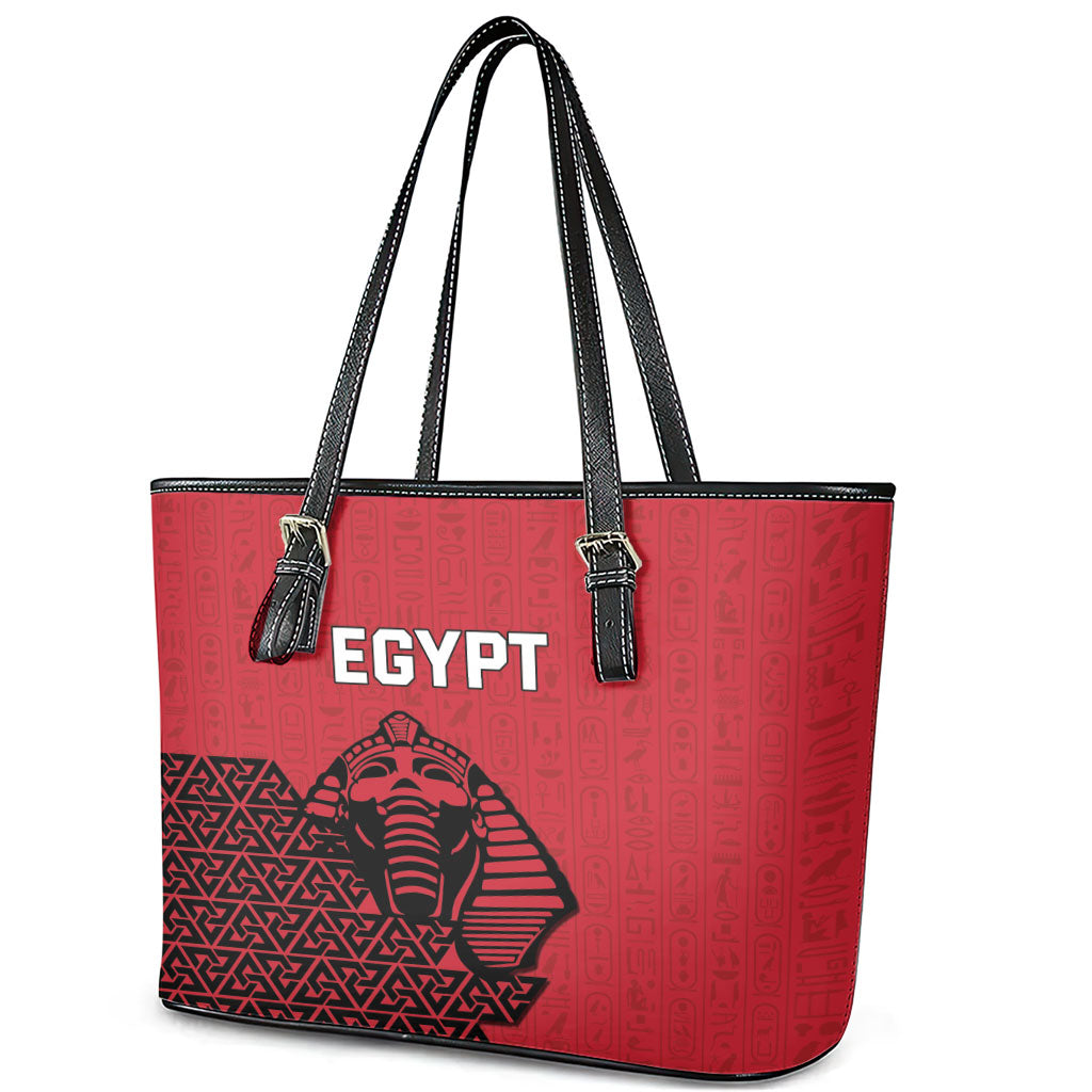 World Football 2026 Egypt Leather Tote Bag Pharaohs Hieroglyphs Pride Red Version