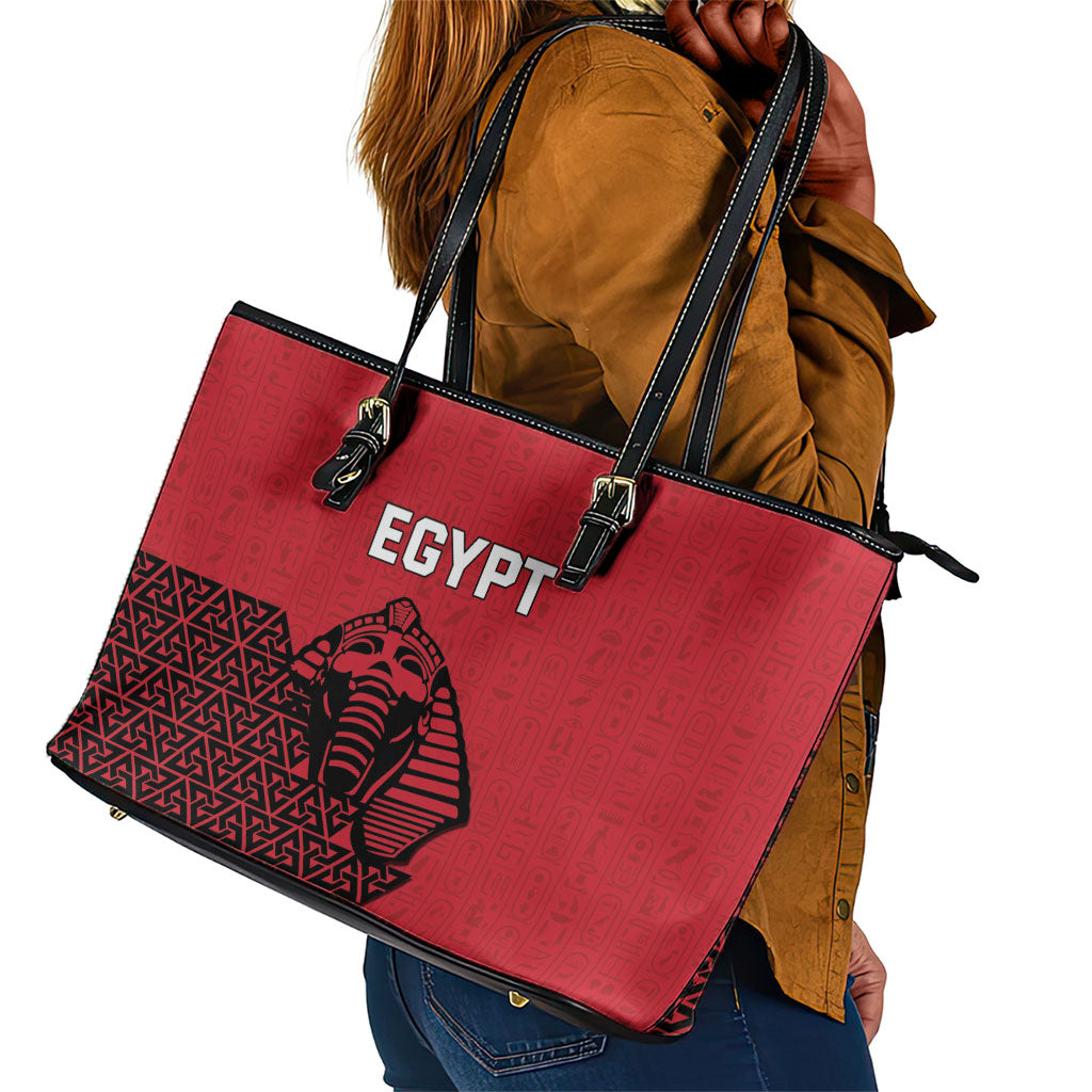 World Football 2026 Egypt Leather Tote Bag Pharaohs Hieroglyphs Pride Red Version