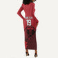 Custom World Football 2026 Egypt Long Sleeve Bodycon Dress Pharaohs Hieroglyphs Pride Red Version