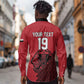 Custom World Football 2026 Egypt Long Sleeve Button Shirt Pharaohs Hieroglyphs Pride Red Version