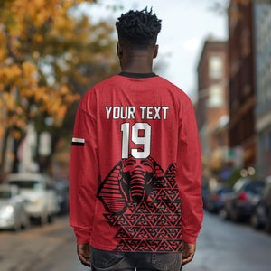 Custom World Football 2026 Egypt Long Sleeve Shirt Pharaohs Hieroglyphs Pride Red Version