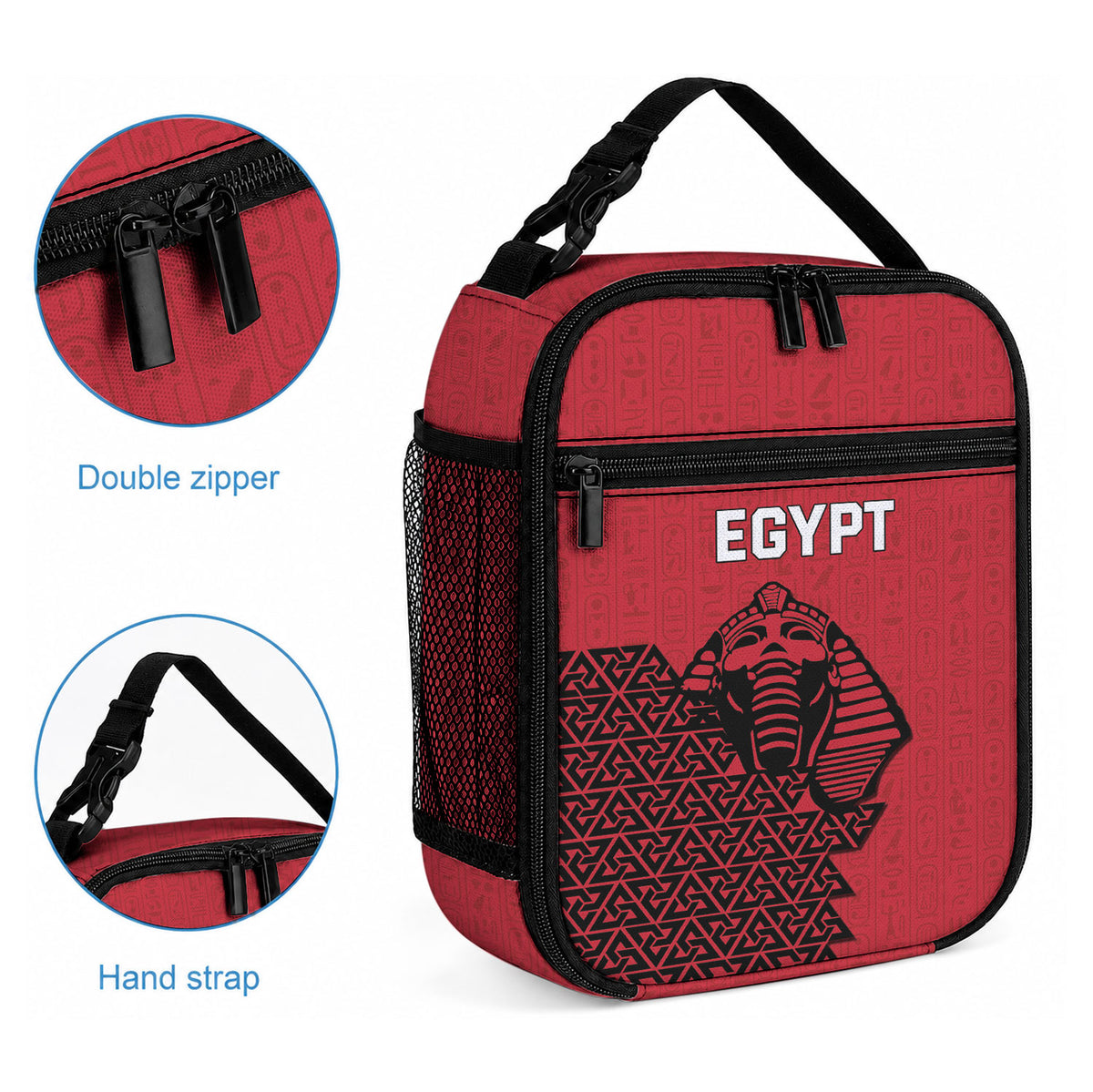 World Football 2026 Egypt Lunch Bag Pharaohs Hieroglyphs Pride Red Version