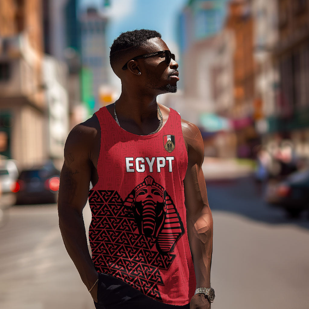 Custom World Football 2026 Egypt Men Tank Top Pharaohs Hieroglyphs Pride Red Version